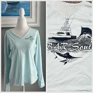 Denali Quick Dry Surf Performance Apparel Light Blue Long Sleeve Top Large